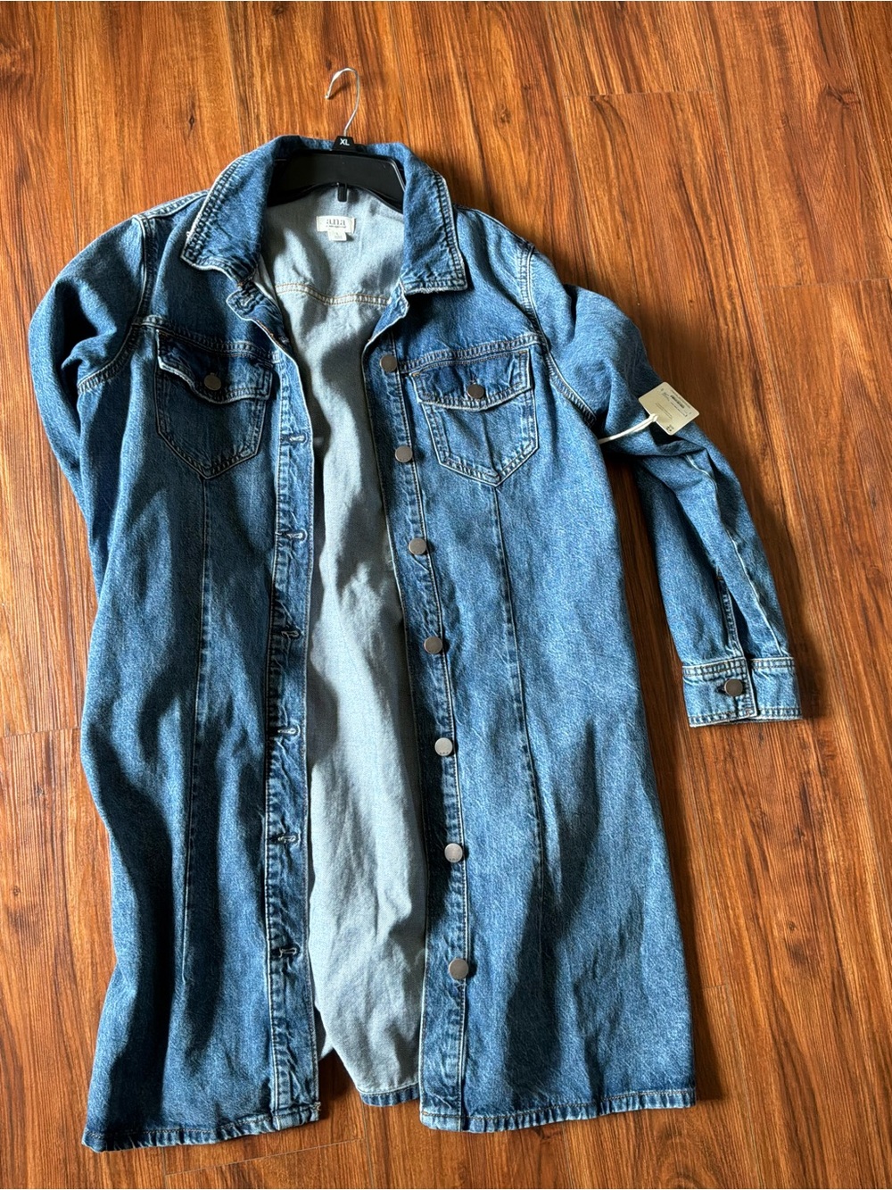 a.n.a Dark Blue Denim Long Sleeve Shirt Dress - Picture 8 of 13